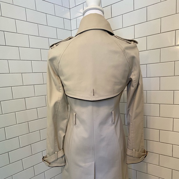 Club Monaco Trench Coat Cream/Black Leather S - Picture 4 of 8
